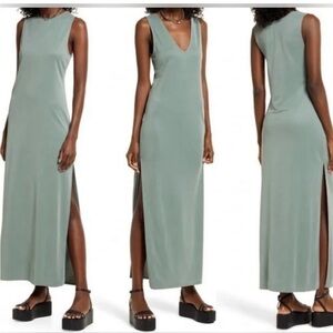 Open Edit Wear Two Ways Knit Maxi Dress Large 
Sleeveless Minimalist Side Slit